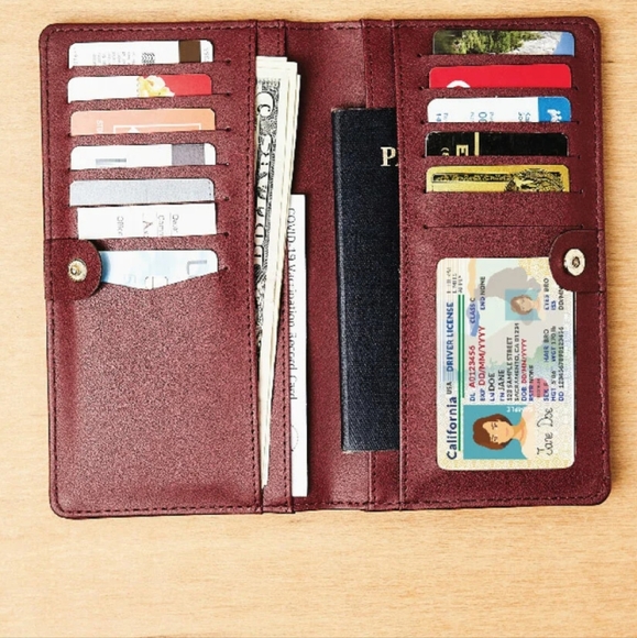 New Wine colored vegan leather wallet - Picture 4 of 8